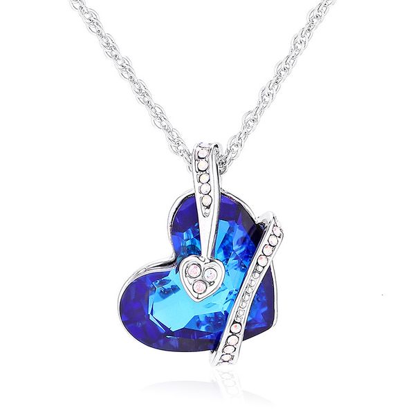 

luxury crystals from heart pendant silver color chain necklaces for women wedding jewelry valentine's day gifts