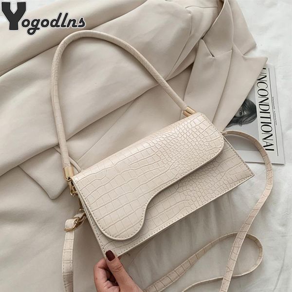 

cross body elegant baguette bags for women 2021 fashion brand handbags designer shoulder bag female alligator pattern armpit crossbody