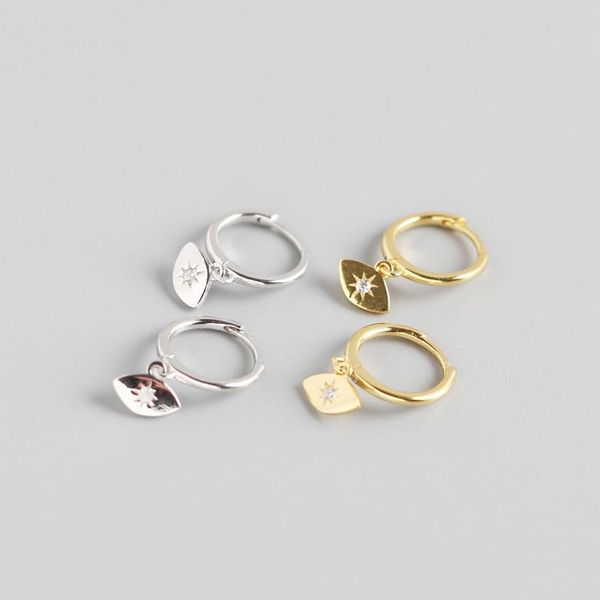 

hoop & huggie wtltc simple clean cz earrings for women delicate drop 925 sterling sliver eye hoops tiny jewelry, Golden;silver