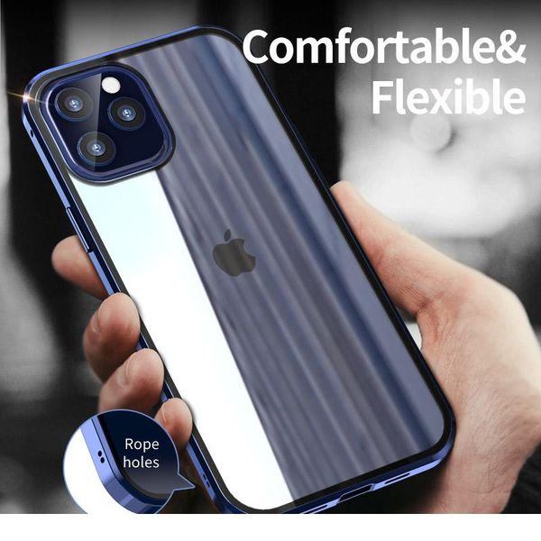 

360 magnetic metal double-sided glass case for iphone 12 11 pro mini xs xr max cover for iphone jllqct