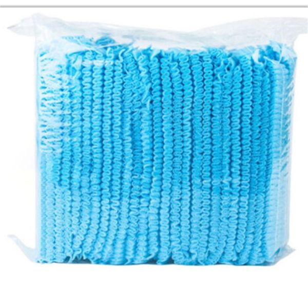 

100pcs disposable blue hair nets caps non woven head cover for food services stretch dust cap for tattoo cleaning supplies d3 wmtbjy