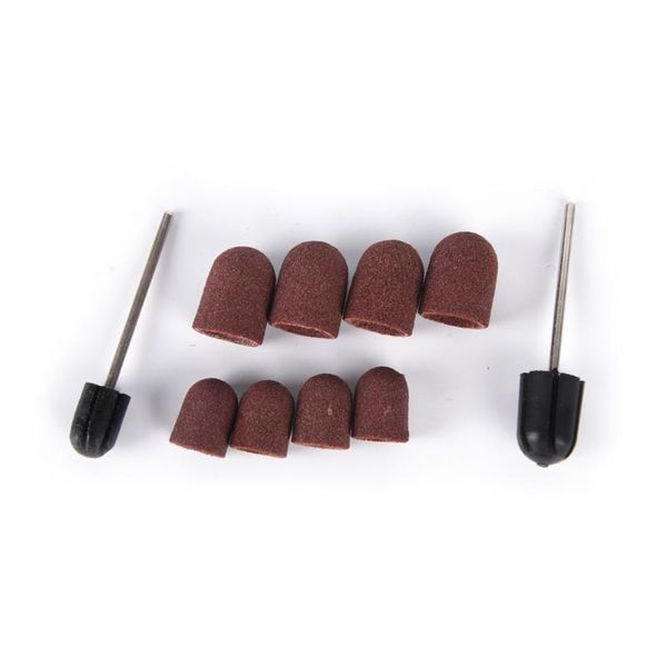 

1set electric nail drill polishing sanding bands block caps + rubber mandrel grip manicure pedicure tools