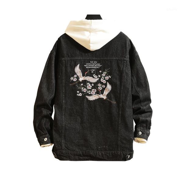 

new men denim jacket fashion trendy cowboy stitching fleece winter jackets coat for men coats outwear streetwear1, Black;brown