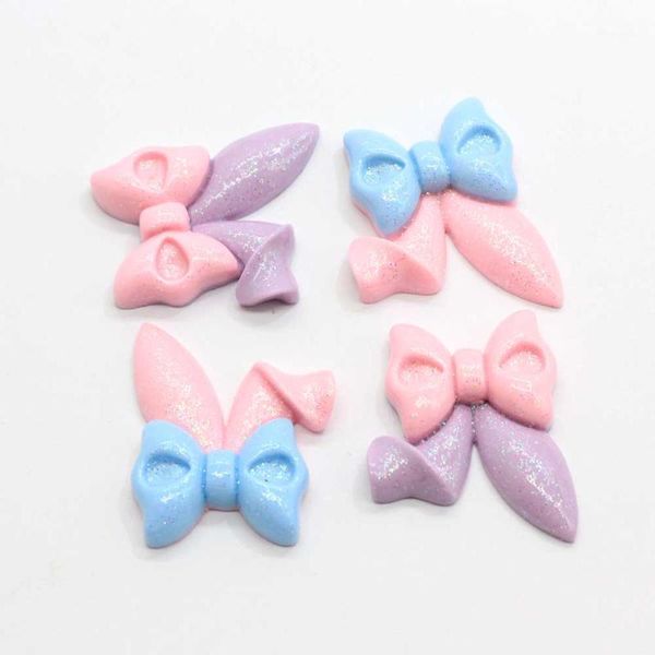 

10/100pcs kawaii flatback candy colors ribbon knot bow animal ear resin cabochon patch sticker ornament accessories1