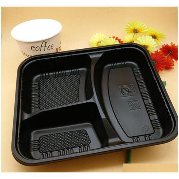 

fedex send disposable food containers with lids/bento box/lunch tray with cover 3 compartment fast sqcaol wphome