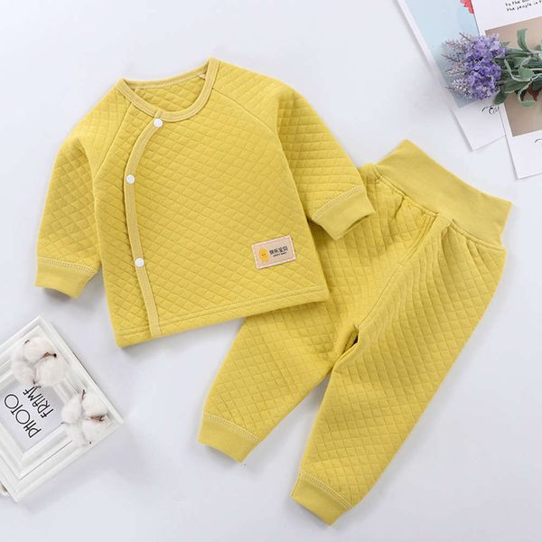 

high warm underwear clip cotton waist children's belly clothing autumn pants baby pajamas winter thickening set ny9n, Blue;red