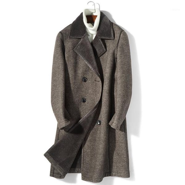 

real sheep shearling fur coat autumn winter jacket men 100% wool fur liner woolen coats plus size veste homme hiver my19881, Black