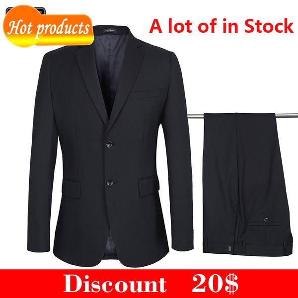

2020 men's suits black design formal blazer wedding trousers male tuxedo 2 piece joker suit, White;black