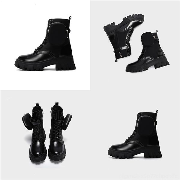 

an2ie martins martins british classic dr docboots motorcycle thick heel walletmotorcycle women high shoes quality print leather, Black