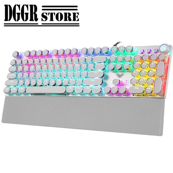 

2020 new aual game mechanical keyboard104 keys led backlit anti-ghosting wired gaming keyboard usb multimedia rotary keys