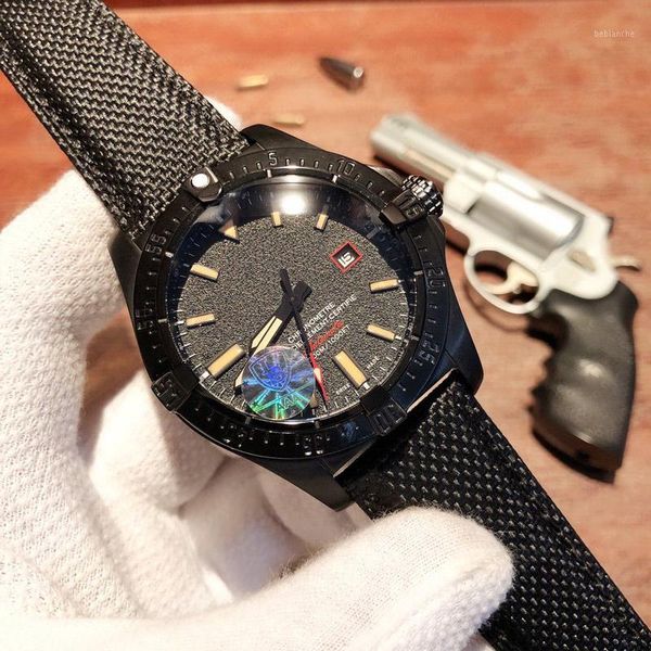 

wristwatches men watches miyota movement 44mm 316l stainless steel watchcase luxury gift blackbird reconnaissance aircraft1, Slivery;brown