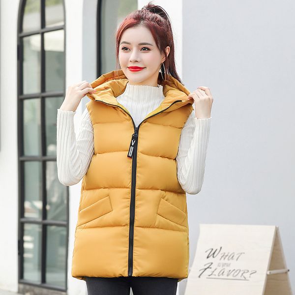 

2021 new large size 7xl vest women sleeveless new waistcoat women's vets slim thickening warm stand collar jacket female coat 7o20, Black;brown