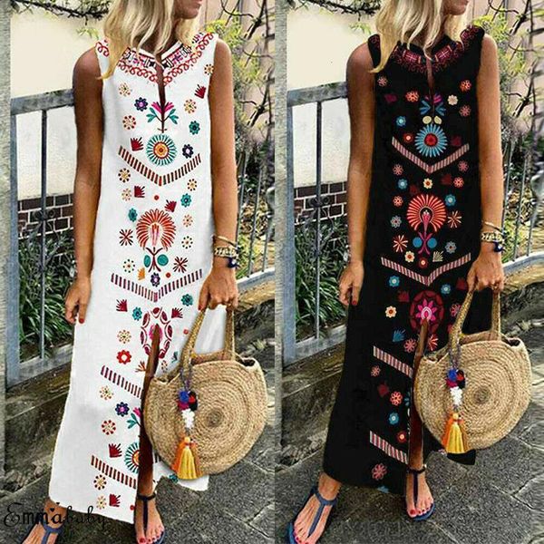

large size women sleeveless boho cotton casual linen kaftan maxi dress ladies long dresses plus szie s-5xl, Black;gray