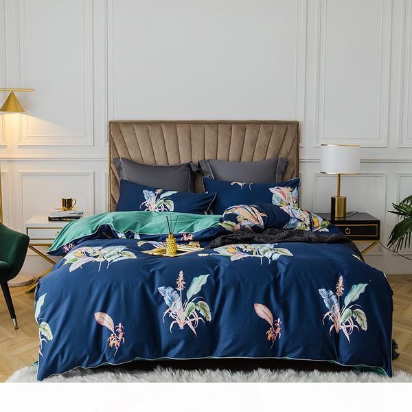 

new 4pcs 600tc egyptian cotton duvet cover sets king  size bedding sets pillowcases blue flowers bed cover bed linen