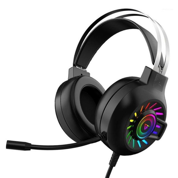 

g002 gaming headset headset computer wired 7.1usb interface with microphone rgb light for game consoles,1