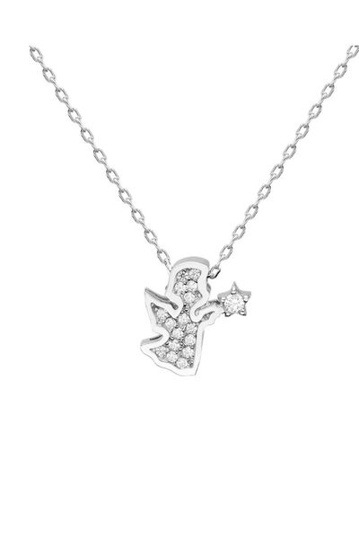 

chains certified cubic zirconia angel of love 925 silver necklace