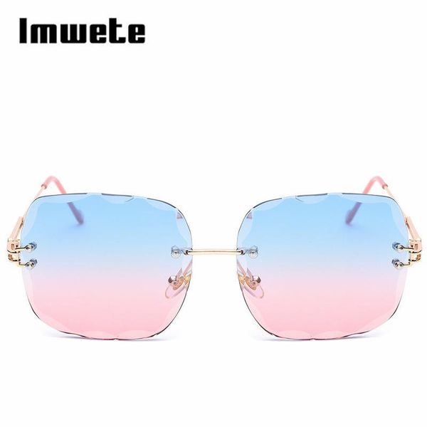

sunglasses imwete rimless men women high-definition frameless goggles uv protection brand design gradient sun glasses ladies, White;black