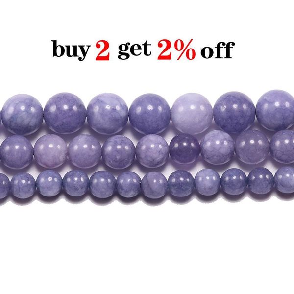 

1 strand lot 4 6 8 10 12mm natural purple aquamarin agat stone bead round loose spacer beads for jewelry findings diy bracelet h bbylcb