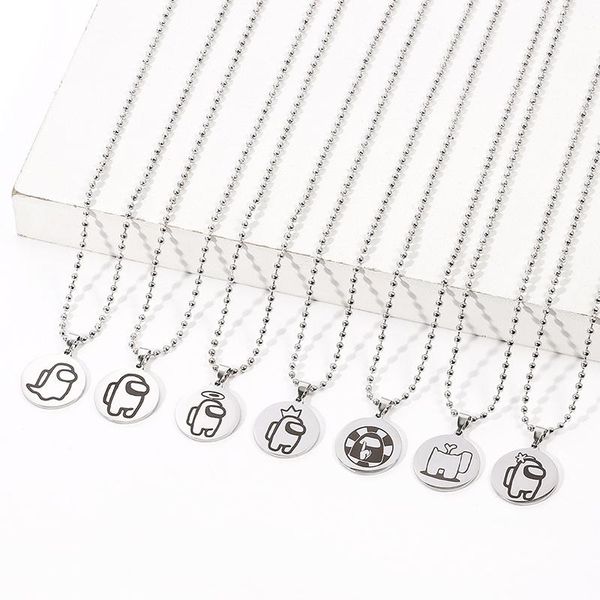 

among us game necklace pendant stainless steel necklace pendant 20mm round decoration pendant creative gift dhl