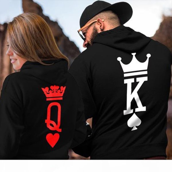 

queen king print print с капюшоном с капюшоном с капюшоном с капюшоном пара вершины моды новый стиль повседневная женщин футболка буква коро, White
