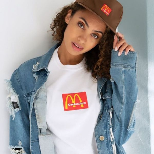 

22ss fast food snack bar collaborate cotton tee skateboard men t shirt spring summer women street casual tshirt, Black;brown