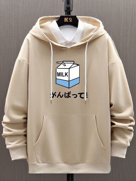 

romwe guys letter graphic hoodie l7ix#, Black