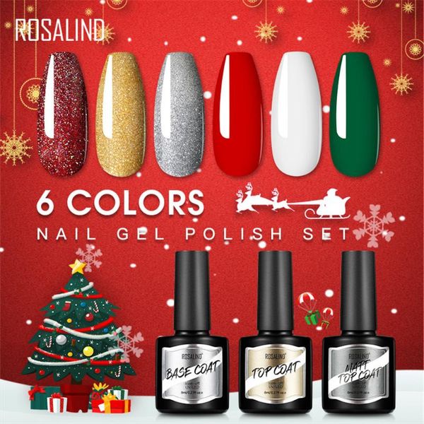

9pcs/set nail polish christmas green red pink color series uv/led nails gel design nail art glitter manicure set base coat