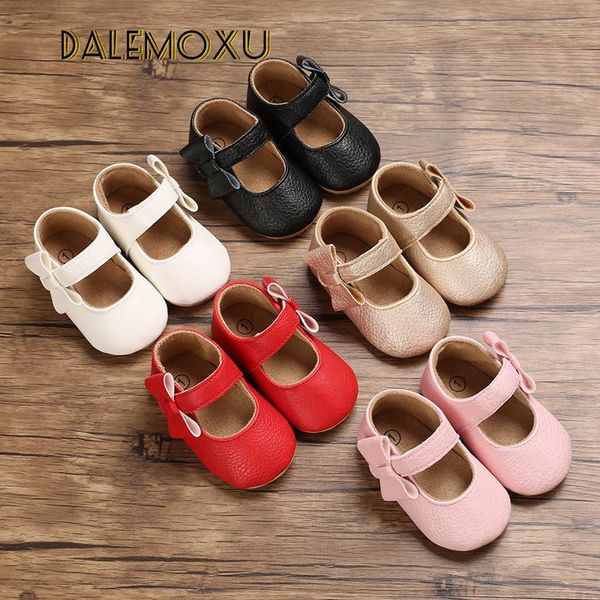 

athletic & outdoor 0-18m baby girls shoes solid color anti-slip footwear bowknot soft rubber soled princess walking for spring fall 5 colors, Black