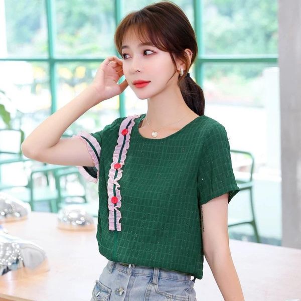 

women green shirt fashion t-shirshirt tees short sleeve, White