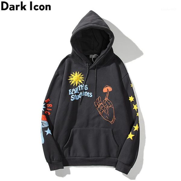 

men's hoodies & sweatshirts dark printed hoodie men women 2021 autumn fleece pullover men's streetwear clothing1, Black
