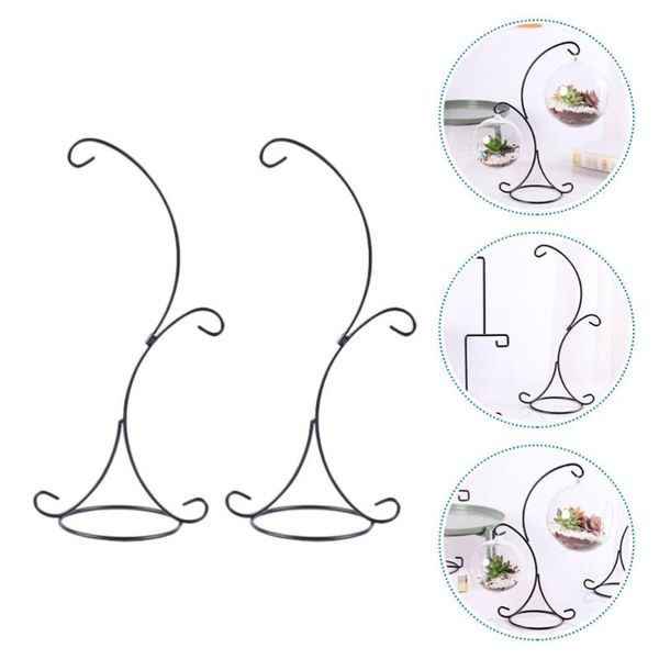 

2 шт. двойной крюк железная стойка главная цветочный держатель простое крытое хранение стойки черного цвета