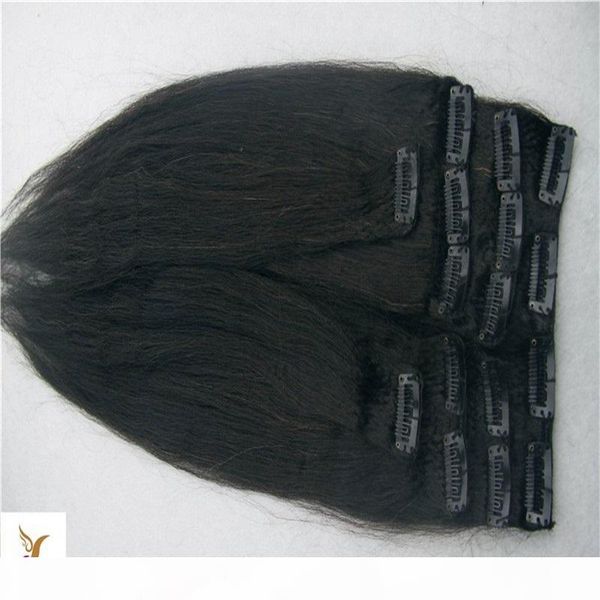 

mongolian unprocessed 7a straight hair weave remy hair clip in human hair extensions jet black color full head 7pcs set 100g