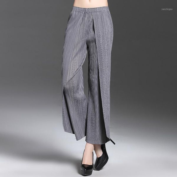 

pleated black irregular loose pants elastic waist wide leg pants ladies trousers designs pantalon sarouel femme1, Black;white