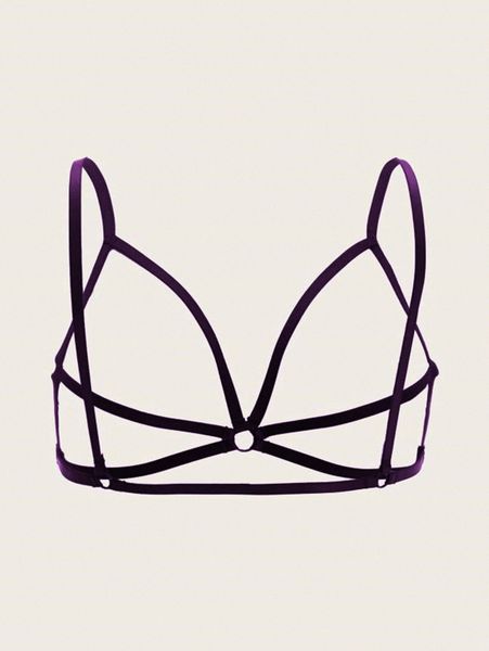 

plus ring linked harness bra e4ag#, Black;white