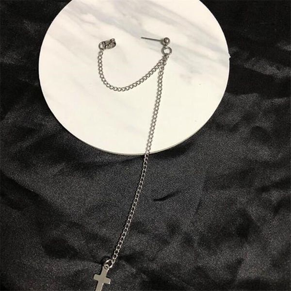 

1pc european style fashion vintage long chain cross drop earrings for men and women party punk jewelry gift brincos wmthmu bdesybag, Black;white