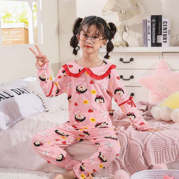 

silk children's milk spring autumn long sve lace zhongda girls cartoon pajamas home suit, Blue;red