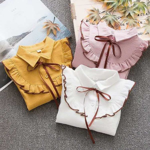 

new spring summer cotton blouse for big girls striped clothes children long sleeve school girl shirt kids 2-8 years, White;black