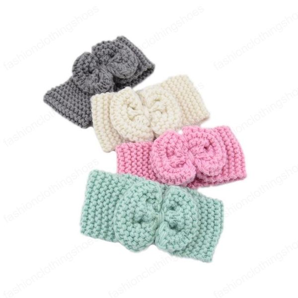 40 Farben Winter warme Baby Turban gestrickte Wolle Stirnbänder häkeln große Schleife Kopfbedeckung Mädchen Haarschmuck Neugeborenen Headwrap