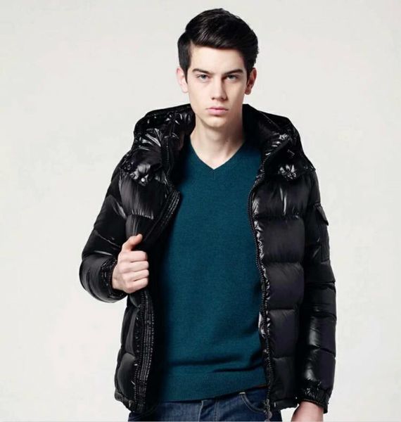 

always classic men hooded winter jacket long sleeves detachable hat black and matte size 1-6 90% white duck down filling q1214