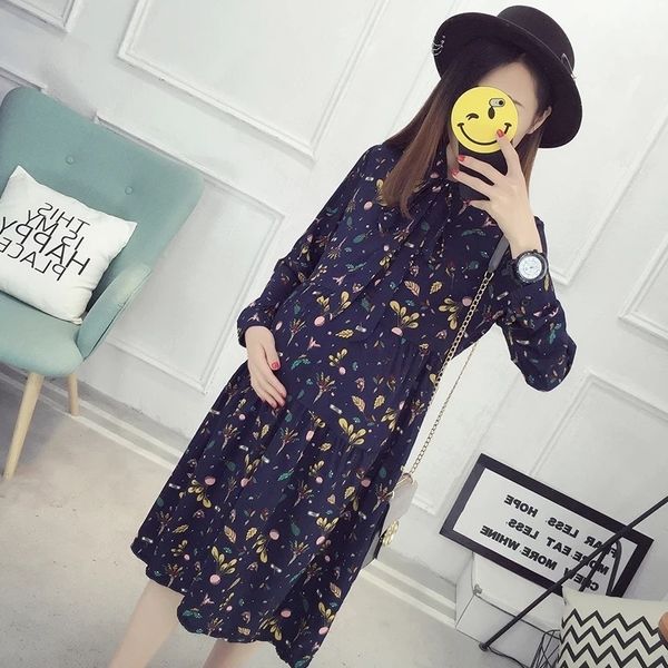 

print maternity clothes for breastfeeding long sleeve nursing dresses cotton pregnancy clothing for pregnant women -4xl lj201123, White