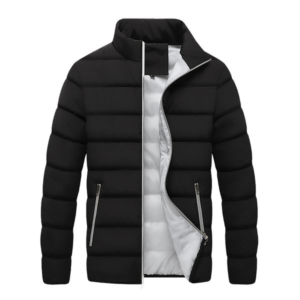 

men's winter down mens casual thicken warm cotton slim clothes youth jacket wear kg-320, Black