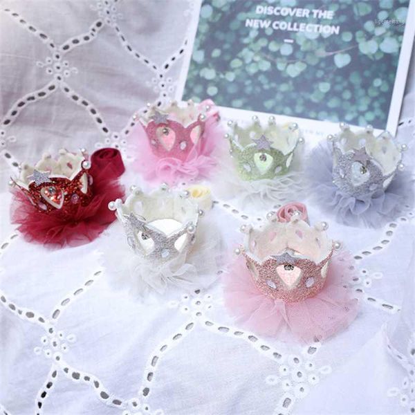 

8pcs/lot kids elastic crown headband headwrap girl children hair headwear princess crystal crown hair band birthday party gift1, Slivery;white