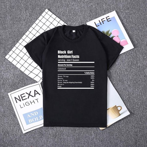 

black girl letter print women t shirt natrition facts summer short sleeve harajuku ulzzang tumblr for lady, White