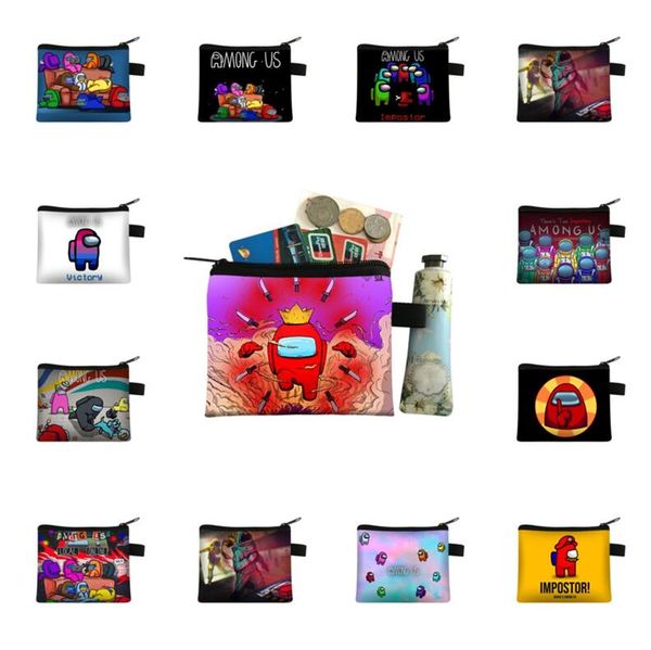 

game among us wallet coin purses card holder zipper wallets women pouch kids cute cartoon anime purse totes storage keys bags dhl e121410, White