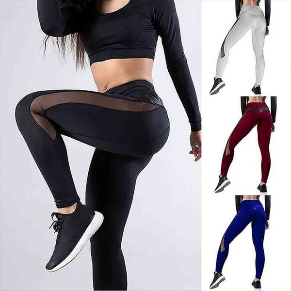 

women leggings pants push up fitness gym leggins running mesh leggins seamless workout pants femme high waist mujer, Black