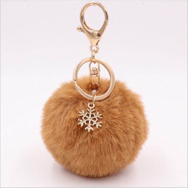 

pendant new plush zinc alloy ball snowflake christmas bag key chain, Silver