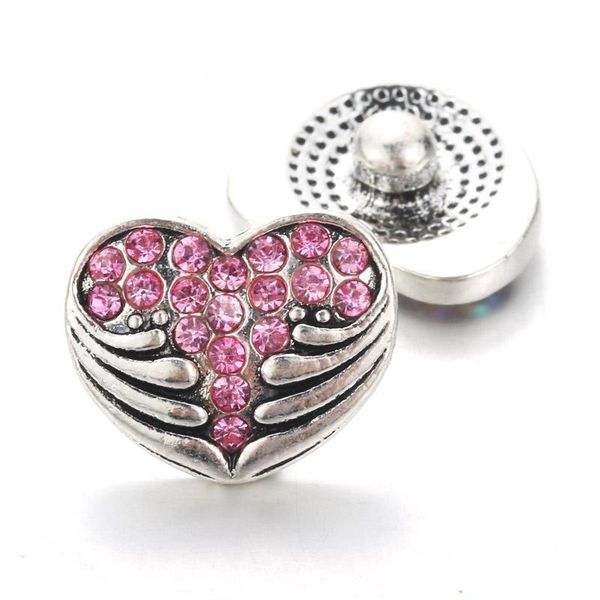 

creative 10pcs lot heart shaped snap jewelry 12mm snap buttons with rhinestone charm button fit snap bracelets bangles for women h jllnhz