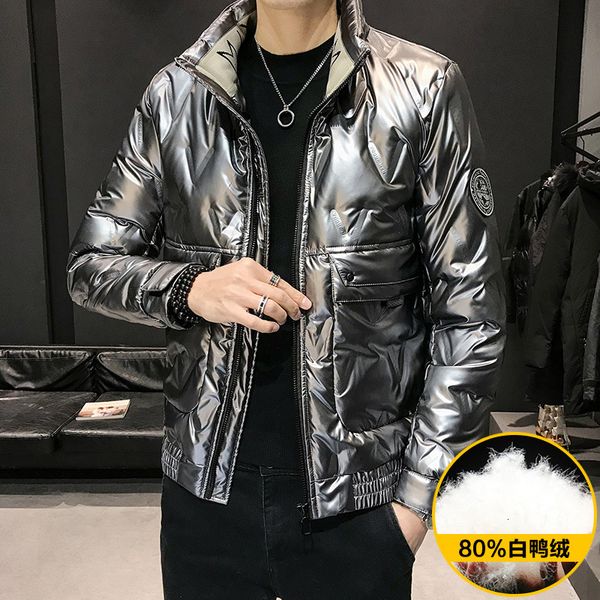 

winter new short thickened korean net red versatile stand collar men's large down jacket trend, Black