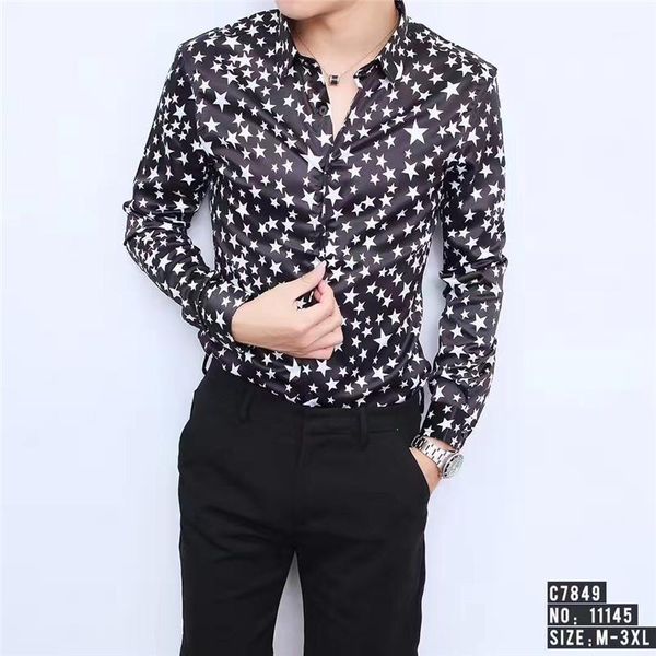 

2019 new men's fashion high-end letter p printing and real shirt singer costumes1, White;black
