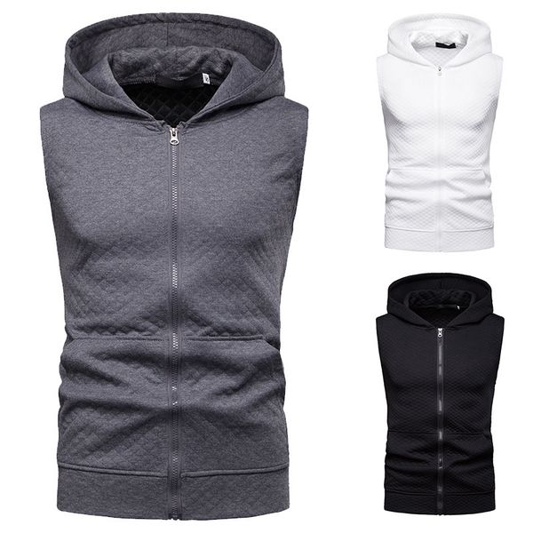 

new mens hooded diamond lattice zipper short sleeve hip hop sports t-shirt, White;black